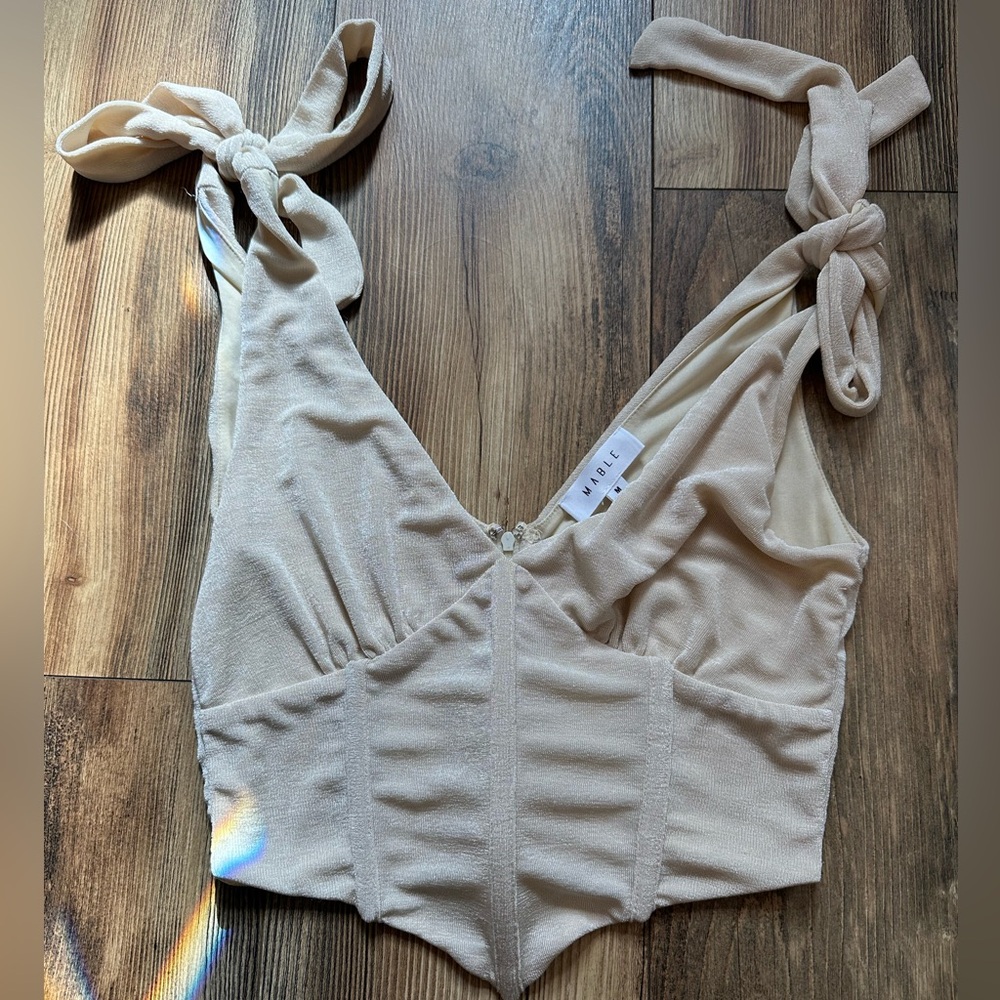 Mable Cream Corset Sleeveless Tank Top Party Festival Summer Women’s